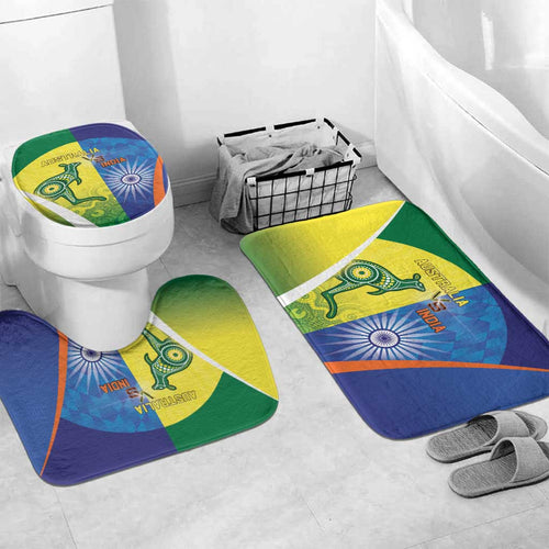 Australia And India Cricket Bathroom Set Ashoka Chakra With Aboriginal - Aussie Hoodie