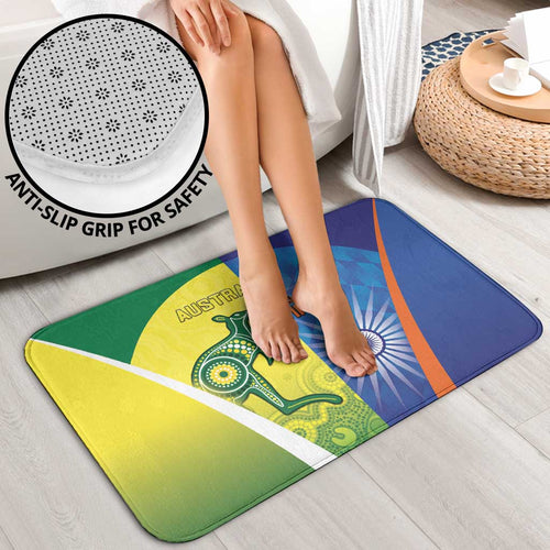 Australia And India Cricket Bathroom Set Ashoka Chakra With Aboriginal - Aussie Hoodie