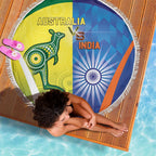 Australia And India Cricket Beach Blanket Ashoka Chakra With Aboriginal - Aussie Hoodie