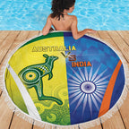 Australia And India Cricket Beach Blanket Ashoka Chakra With Aboriginal - Aussie Hoodie