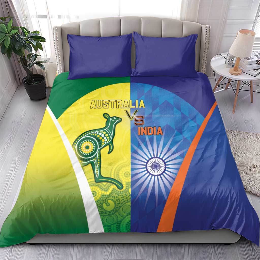 Australia And India Cricket Bedding Set Ashoka Chakra With Aboriginal - Aussie Hoodie