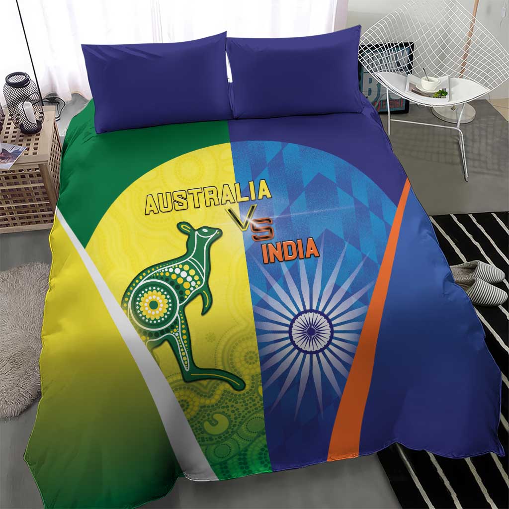Australia And India Cricket Bedding Set Ashoka Chakra With Aboriginal - Aussie Hoodie