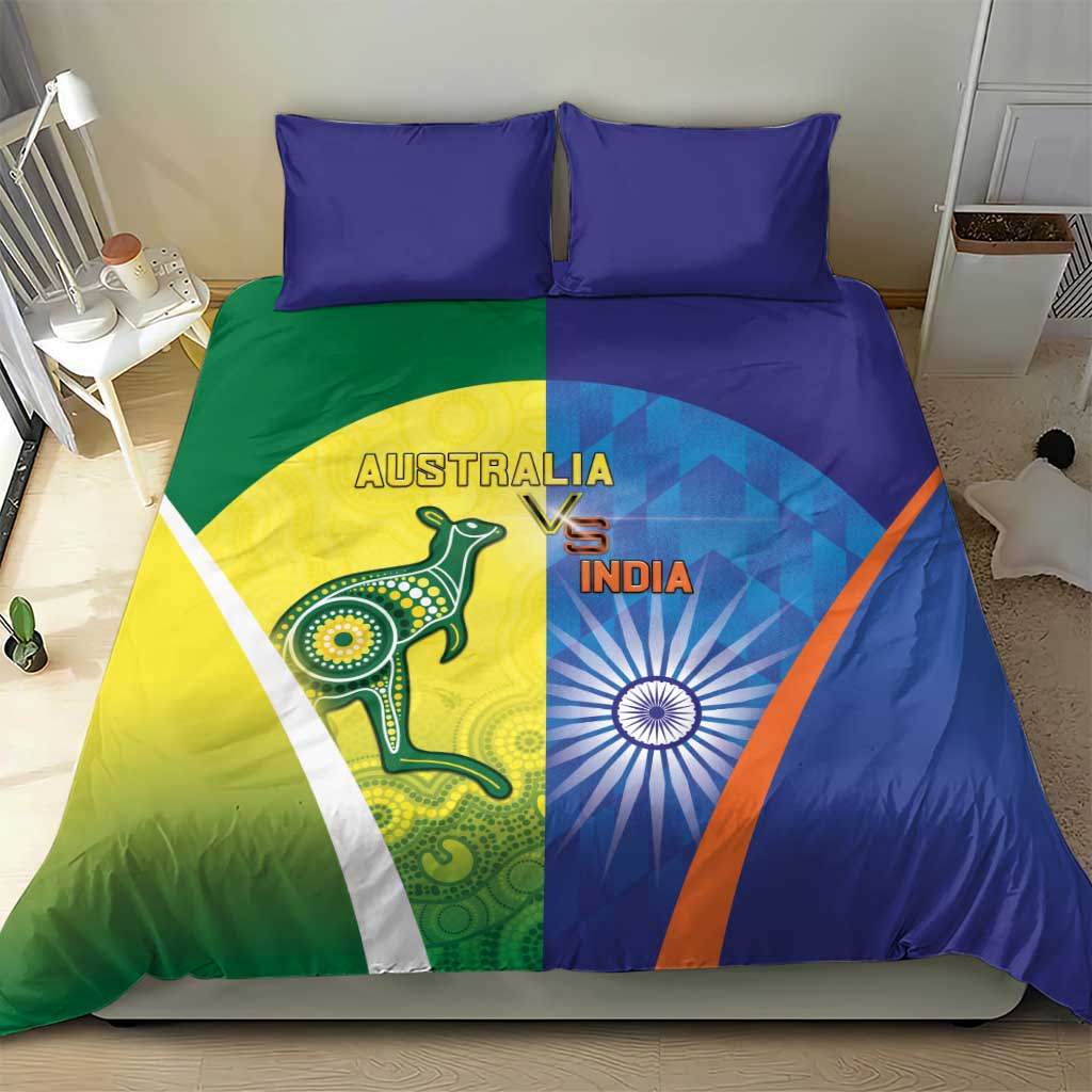 Australia And India Cricket Bedding Set Ashoka Chakra With Aboriginal - Aussie Hoodie