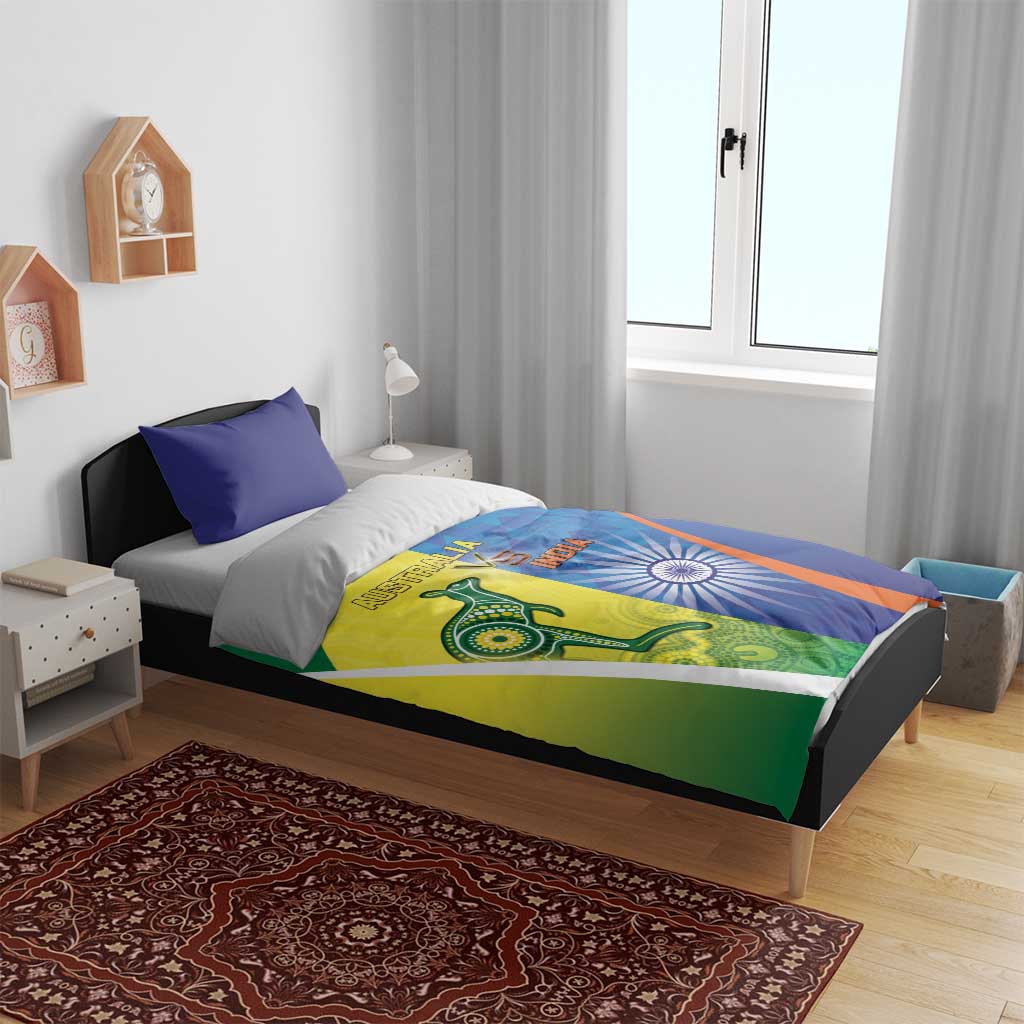 Australia And India Cricket Bedding Set Ashoka Chakra With Aboriginal - Aussie Hoodie