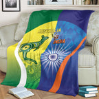 Australia And India Cricket Blanket Ashoka Chakra With Aboriginal - Aussie Hoodie