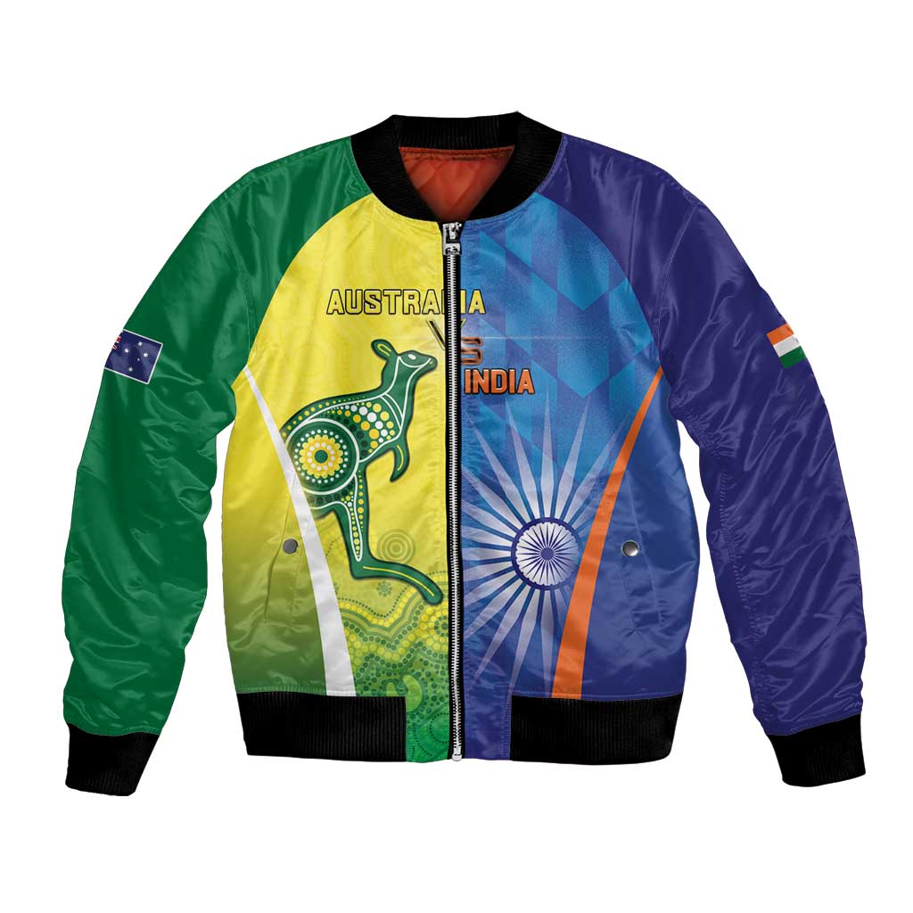 Custom Australia And India Cricket Bomber Jacket Ashoka Chakra With Aboriginal - Aussie Hoodie