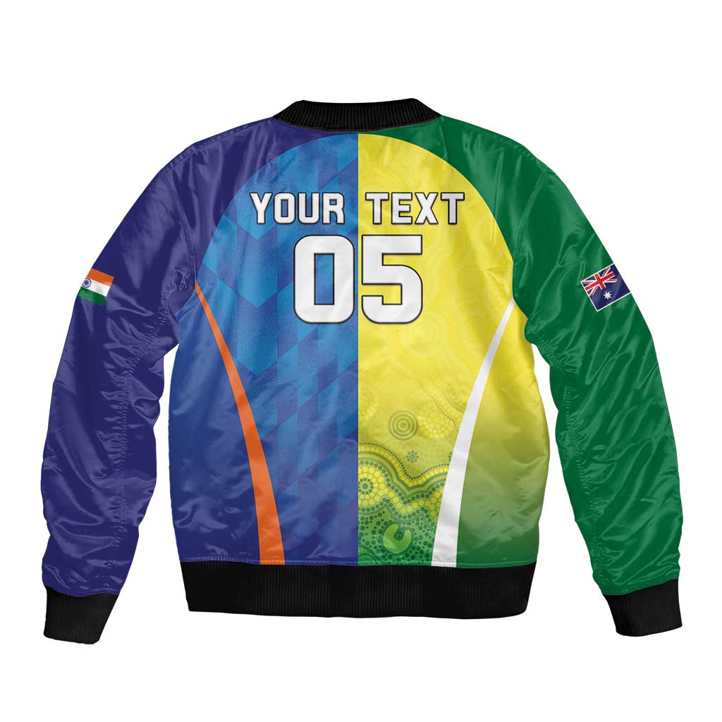 Custom Australia And India Cricket Bomber Jacket Ashoka Chakra With Aboriginal - Aussie Hoodie