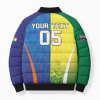 Custom Australia And India Cricket Bomber Puffer Jacket Ashoka Chakra With Aboriginal - Aussie Hoodie