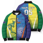 Custom Australia And India Cricket Bomber Puffer Jacket Ashoka Chakra With Aboriginal - Aussie Hoodie