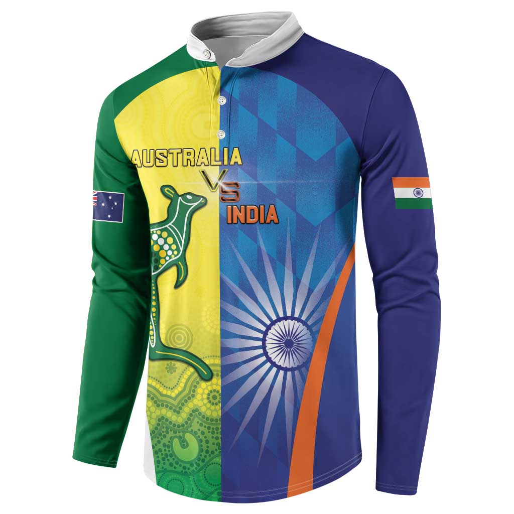 Custom Australia And India Cricket Button Sweatshirt Ashoka Chakra With Aboriginal - Aussie Hoodie
