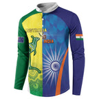 Custom Australia And India Cricket Button Sweatshirt Ashoka Chakra With Aboriginal - Aussie Hoodie