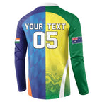 Custom Australia And India Cricket Button Sweatshirt Ashoka Chakra With Aboriginal - Aussie Hoodie