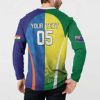 Custom Australia And India Cricket Button Sweatshirt Ashoka Chakra With Aboriginal - Aussie Hoodie