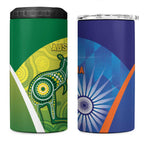 Australia And India Cricket 4 in 1 Can Cooler Tumbler Ashoka Chakra With Aboriginal - Aussie Hoodie