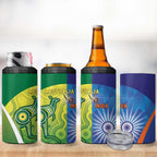 Australia And India Cricket 4 in 1 Can Cooler Tumbler Ashoka Chakra With Aboriginal - Aussie Hoodie