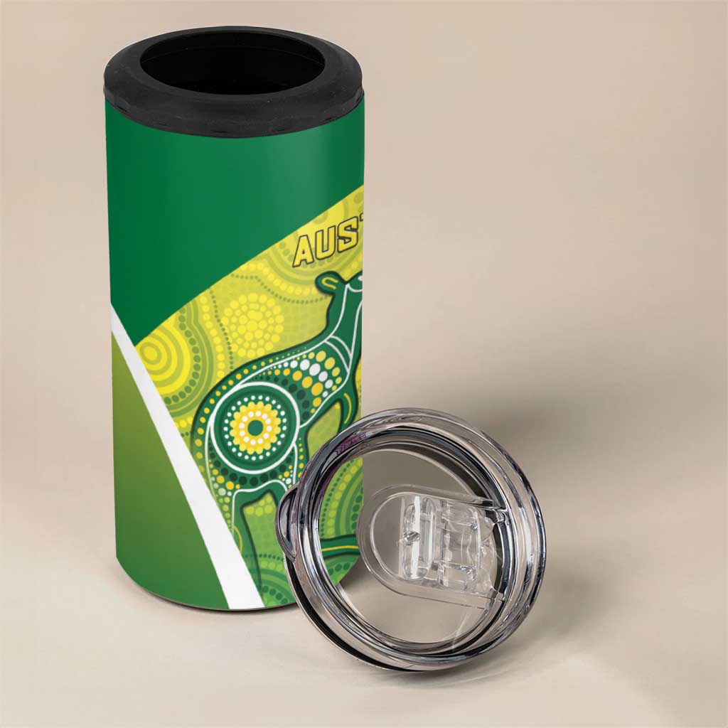 Australia And India Cricket 4 in 1 Can Cooler Tumbler Ashoka Chakra With Aboriginal - Aussie Hoodie