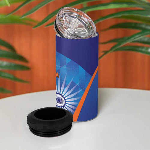 Australia And India Cricket 4 in 1 Can Cooler Tumbler Ashoka Chakra With Aboriginal - Aussie Hoodie