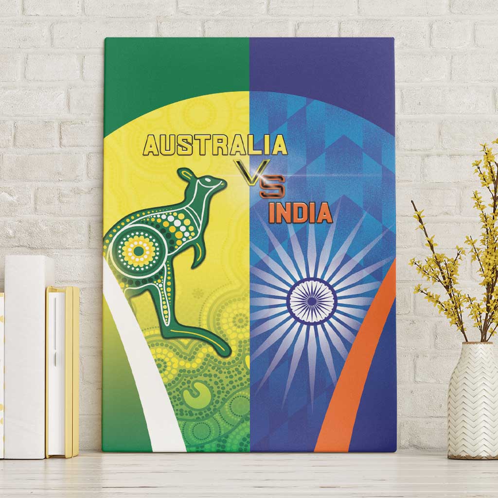 Australia And India Cricket Canvas Wall Art Ashoka Chakra With Aboriginal - Aussie Hoodie