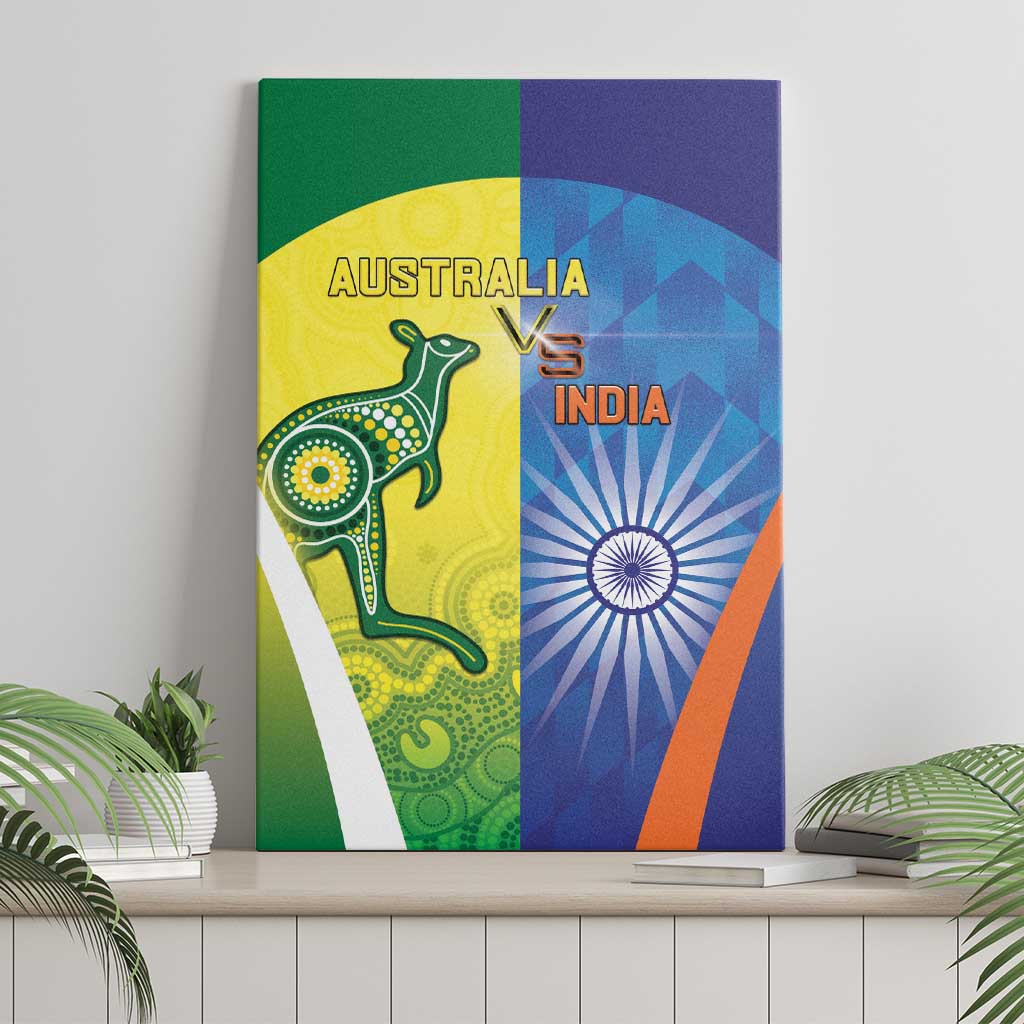 Australia And India Cricket Canvas Wall Art Ashoka Chakra With Aboriginal - Aussie Hoodie