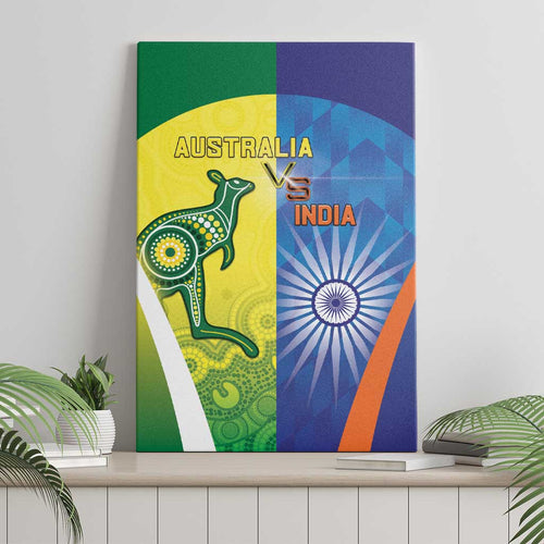 Australia And India Cricket Canvas Wall Art Ashoka Chakra With Aboriginal - Aussie Hoodie