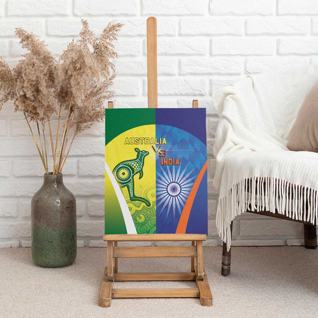 Australia And India Cricket Canvas Wall Art Ashoka Chakra With Aboriginal - Aussie Hoodie
