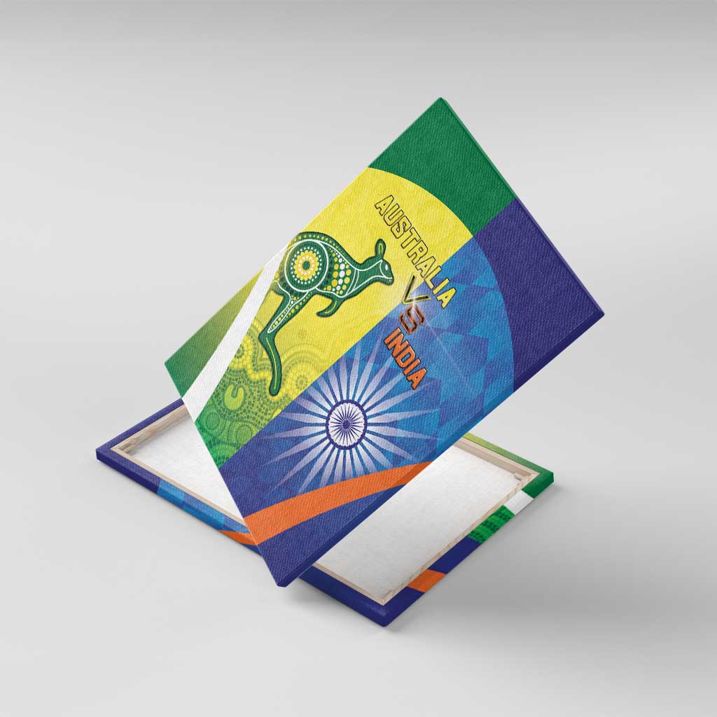 Australia And India Cricket Canvas Wall Art Ashoka Chakra With Aboriginal - Aussie Hoodie