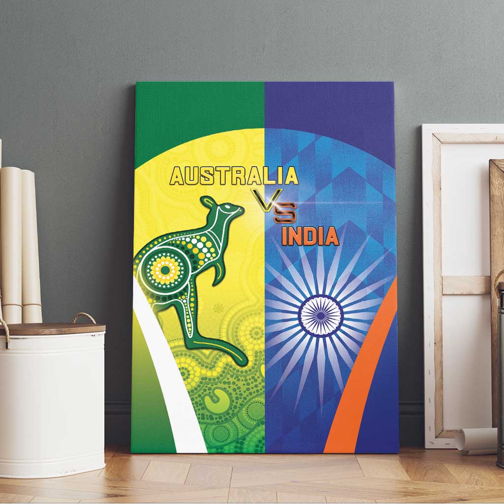 Australia And India Cricket Canvas Wall Art Ashoka Chakra With Aboriginal - Aussie Hoodie