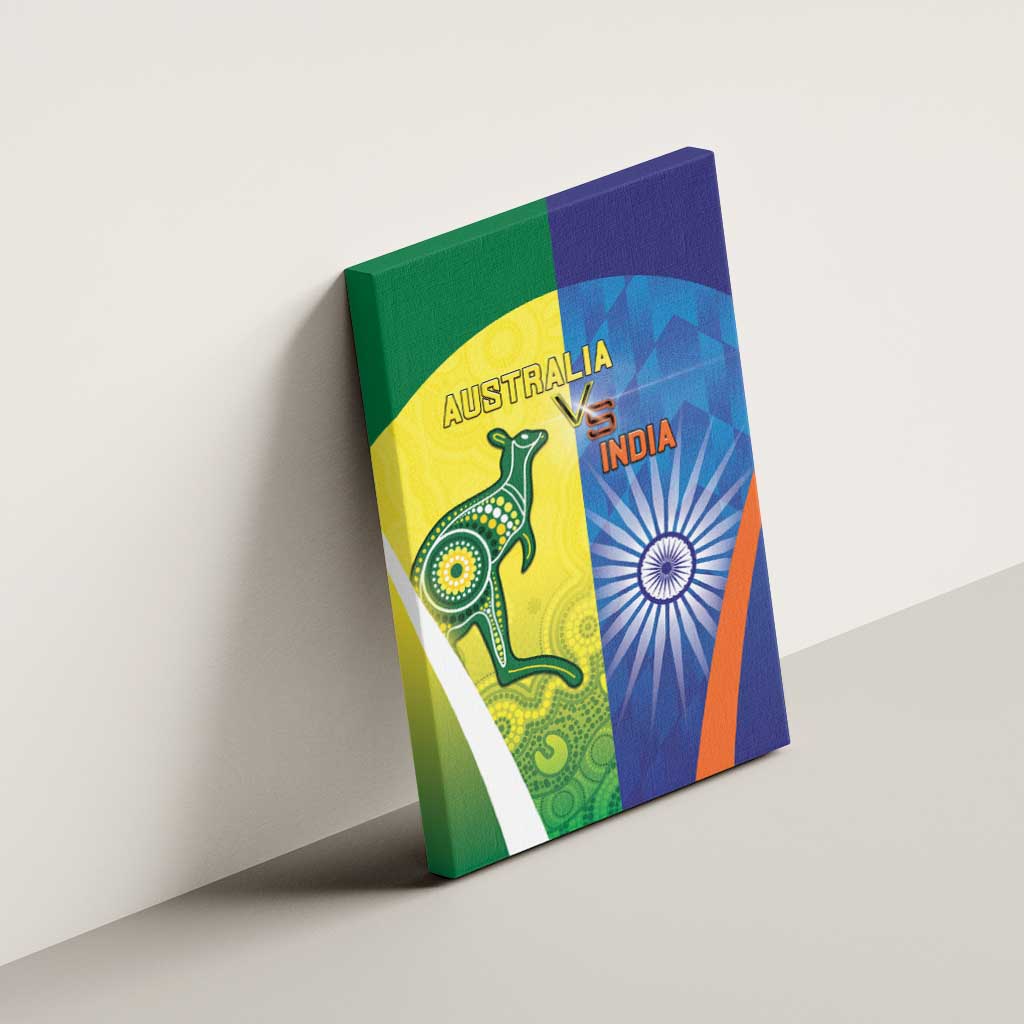 Australia And India Cricket Canvas Wall Art Ashoka Chakra With Aboriginal - Aussie Hoodie