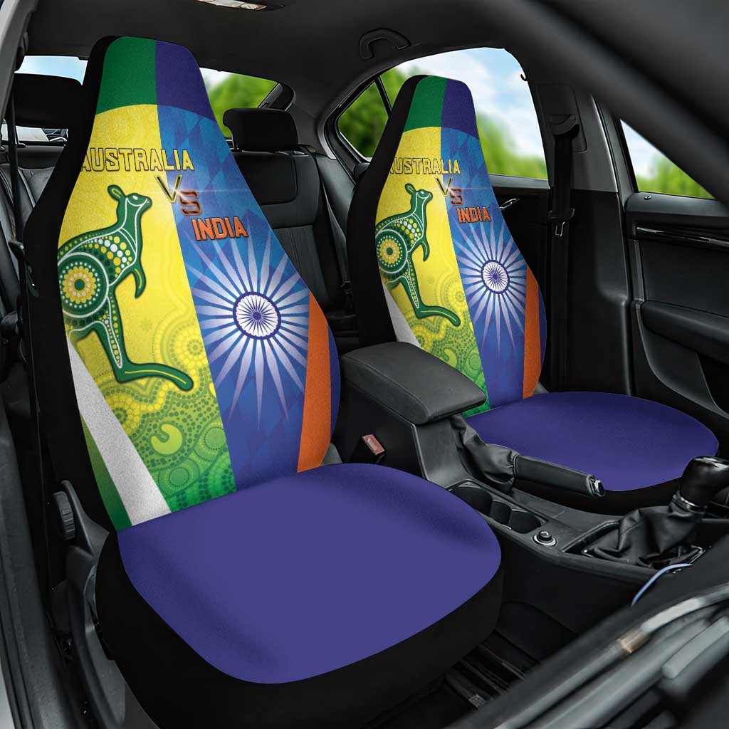 Australia And India Cricket Car Seat Cover Ashoka Chakra With Aboriginal - Aussie Hoodie