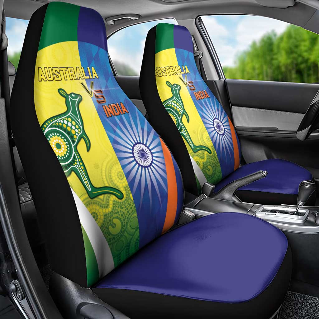 Australia And India Cricket Car Seat Cover Ashoka Chakra With Aboriginal - Aussie Hoodie
