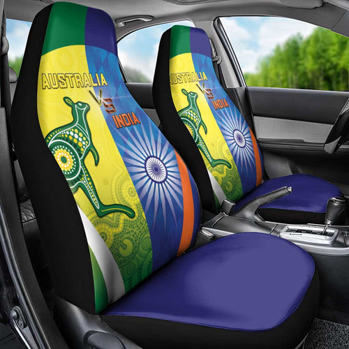 Australia And India Cricket Car Seat Cover Ashoka Chakra With Aboriginal - Aussie Hoodie