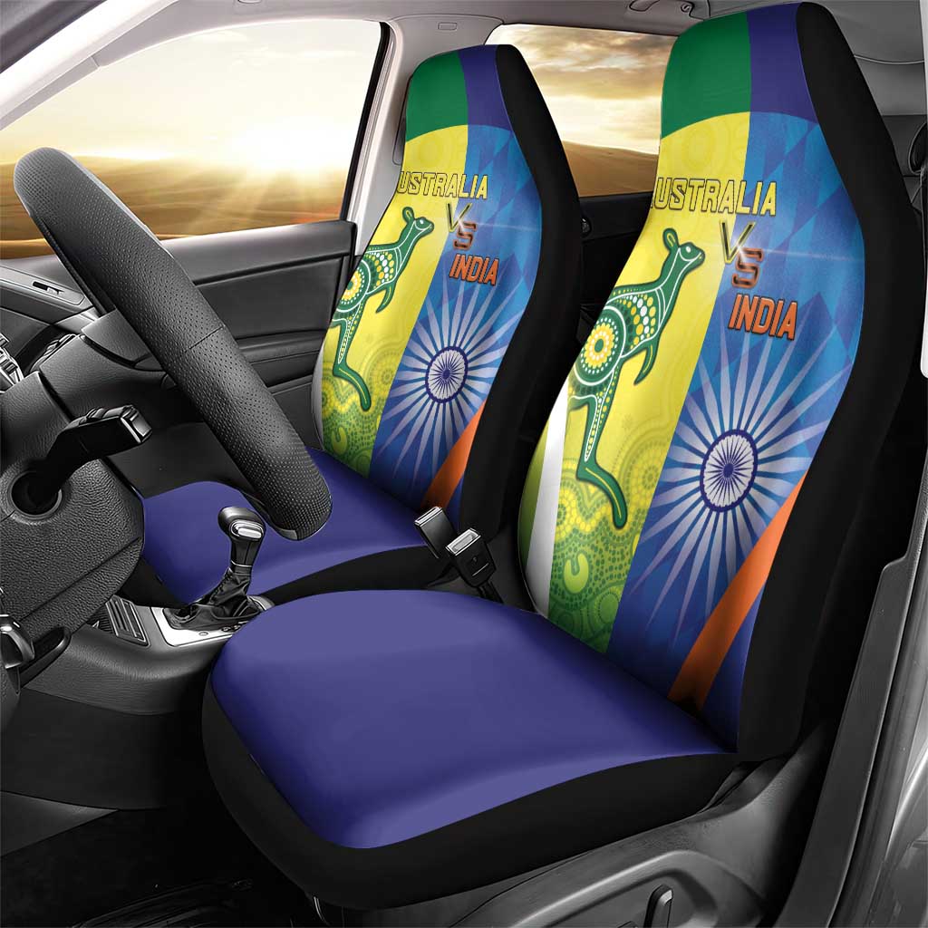Australia And India Cricket Car Seat Cover Ashoka Chakra With Aboriginal - Aussie Hoodie