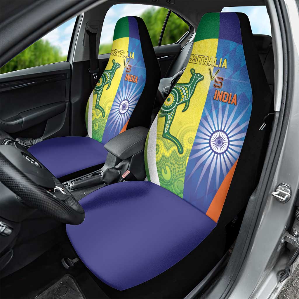 Australia And India Cricket Car Seat Cover Ashoka Chakra With Aboriginal - Aussie Hoodie