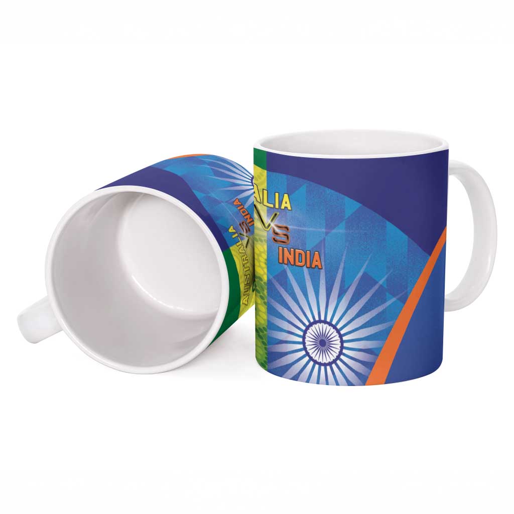 Australia And India Cricket Ceramic Mug Ashoka Chakra With Aboriginal - Aussie Hoodie