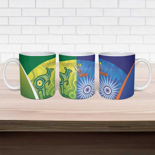Australia And India Cricket Ceramic Mug Ashoka Chakra With Aboriginal - Aussie Hoodie