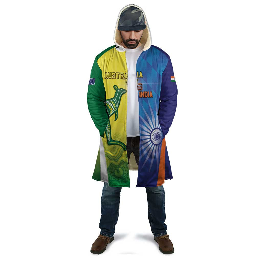 Custom Australia And India Cricket Cloak Ashoka Chakra With Aboriginal - Aussie Hoodie