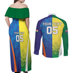 Custom Australia And India Cricket Couples Matching Off Shoulder Maxi Dress and Long Sleeve Button Shirt Ashoka Chakra With Aboriginal - Aussie Hoodie
