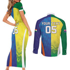 Custom Australia And India Cricket Couples Matching Short Sleeve Bodycon Dress and Long Sleeve Button Shirt Ashoka Chakra With Aboriginal - Aussie Hoodie