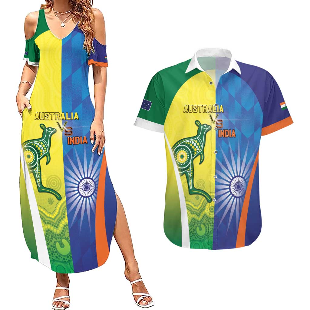 Custom Australia And India Cricket Couples Matching Summer Maxi Dress and Hawaiian Shirt Ashoka Chakra With Aboriginal - Aussie Hoodie