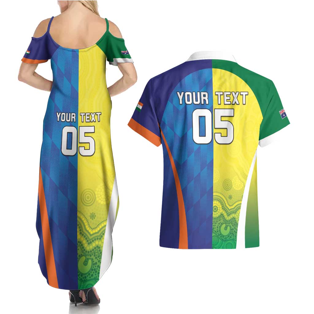 Custom Australia And India Cricket Couples Matching Summer Maxi Dress and Hawaiian Shirt Ashoka Chakra With Aboriginal - Aussie Hoodie
