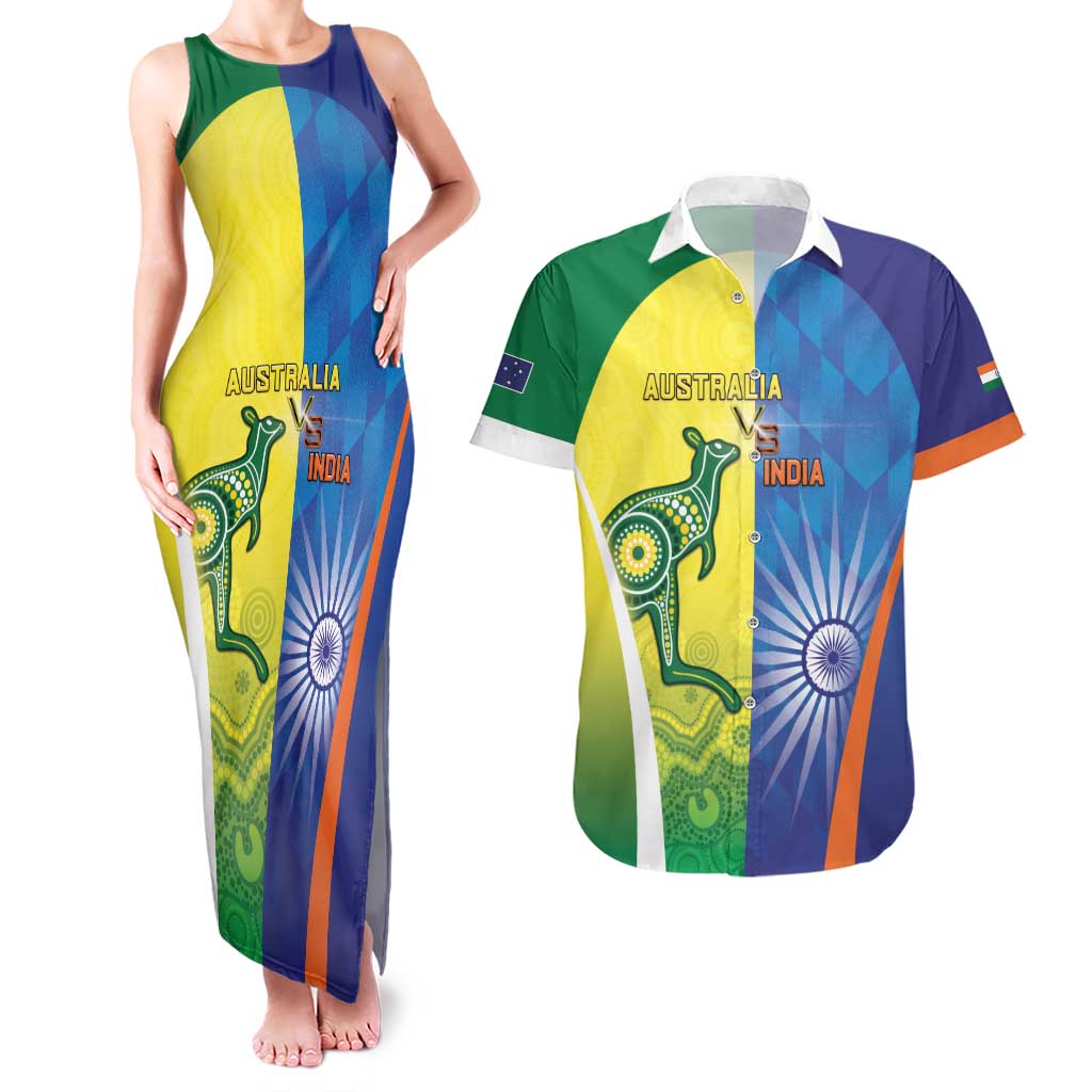Custom Australia And India Cricket Couples Matching Tank Maxi Dress and Hawaiian Shirt Ashoka Chakra With Aboriginal - Aussie Hoodie