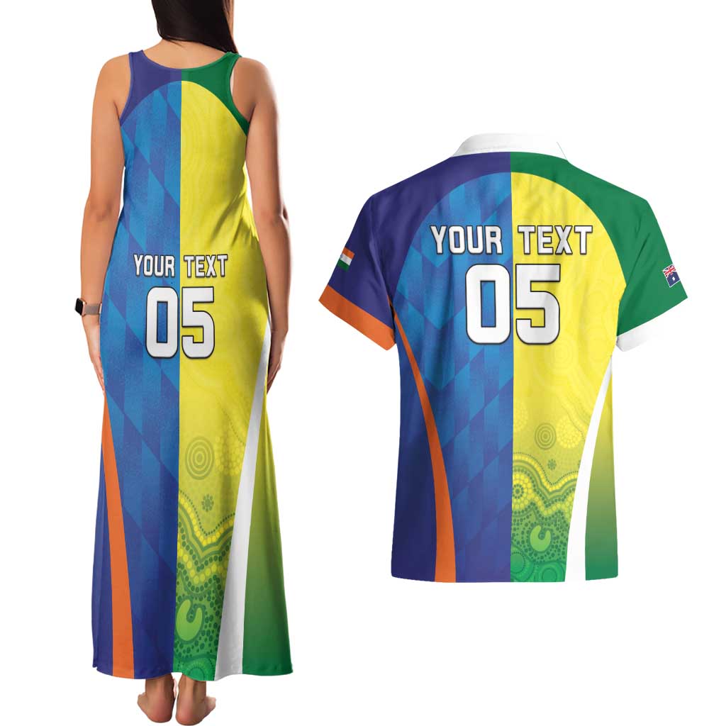 Custom Australia And India Cricket Couples Matching Tank Maxi Dress and Hawaiian Shirt Ashoka Chakra With Aboriginal - Aussie Hoodie
