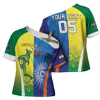 Custom Australia And India Cricket Cross Shoulder Shirt Ashoka Chakra With Aboriginal - Aussie Hoodie
