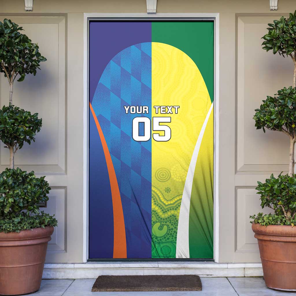 Custom Australia And India Cricket Door Cover Ashoka Chakra With Aboriginal - Aussie Hoodie