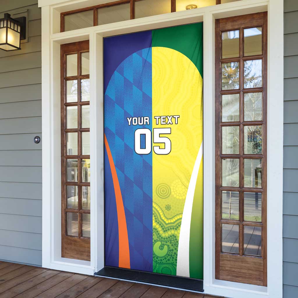 Custom Australia And India Cricket Door Cover Ashoka Chakra With Aboriginal - Aussie Hoodie