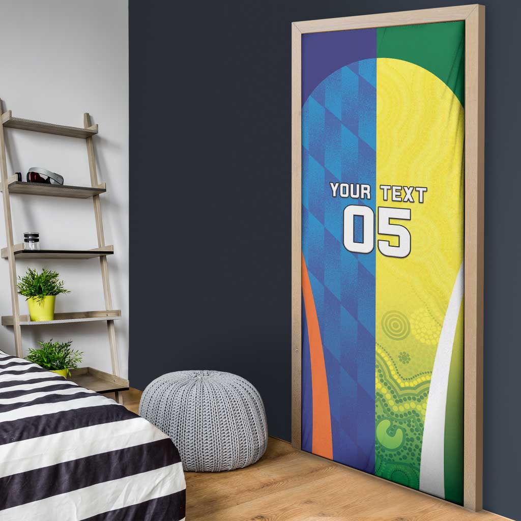 Custom Australia And India Cricket Door Cover Ashoka Chakra With Aboriginal - Aussie Hoodie