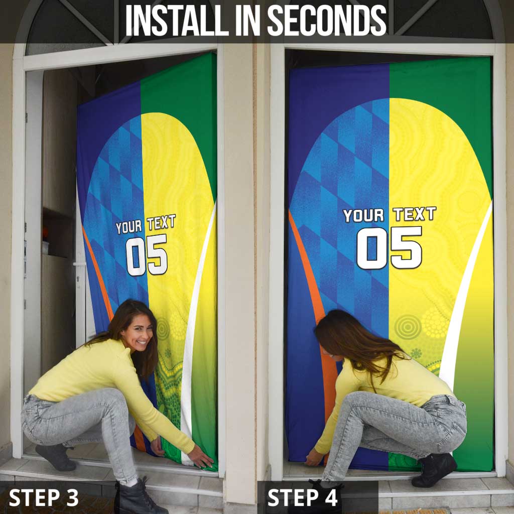 Custom Australia And India Cricket Door Cover Ashoka Chakra With Aboriginal - Aussie Hoodie