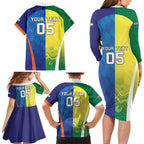 Custom Australia And India Cricket Family Matching Long Sleeve Bodycon Dress and Hawaiian Shirt Ashoka Chakra With Aboriginal - Aussie Hoodie