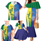 Custom Australia And India Cricket Family Matching Mermaid Dress and Hawaiian Shirt Ashoka Chakra With Aboriginal - Aussie Hoodie