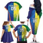 Custom Australia And India Cricket Family Matching Off The Shoulder Long Sleeve Dress and Hawaiian Shirt Ashoka Chakra With Aboriginal - Aussie Hoodie